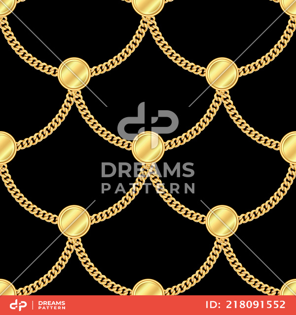 Seamless Luxury Golden Motifs with Chains, Ready Pattern for Textile Prints.