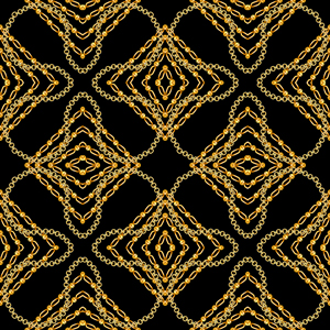 Seamless Golden Chains Pattern, on Black Background. Ready for Textile Print.