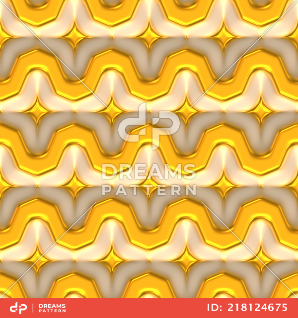 Luxury Golden Geometric Pattern, Seamless 3D Rendering Texture Ready for Textile Prints.