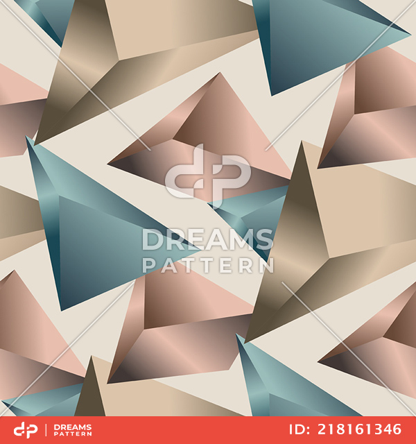 Abstract Colored 3D Triangles Pattern. Modern Design with Light background.