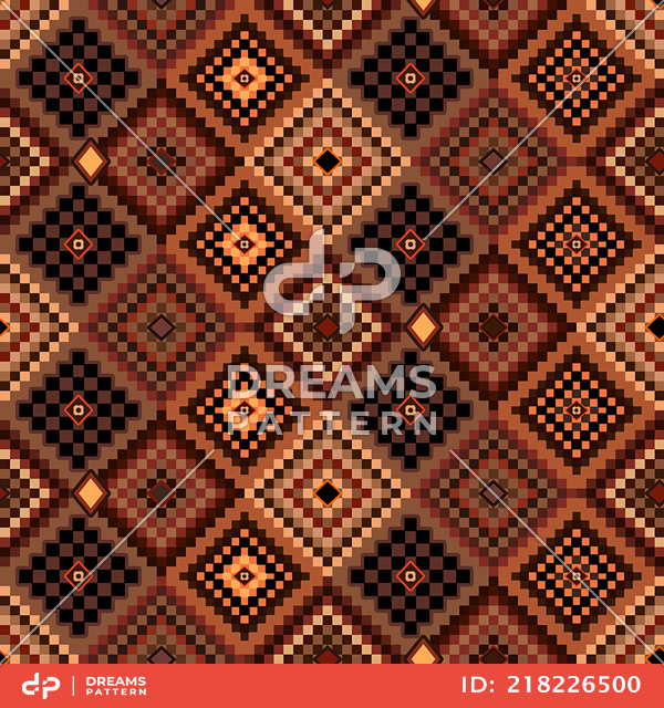 Seamless Diamond Geometric Pattern. Traditional Ethnic Design for Textile Prints.