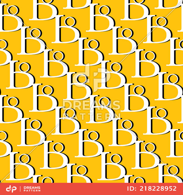 Seamless Geometric Pattern of B Alphabet on Colored Background Ready for Textile Prints.