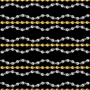Seamless Wavy Golden and Silver Chains on Black. Repeat Design Ready for Textile Prints.