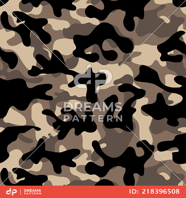 Seamless Army Camouflage, Colored Military Background Ready for Textile Prints.