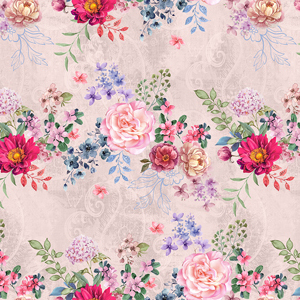 Beautiful Watercolor Floral Design on Pink Background Ready for Textile Prints.
