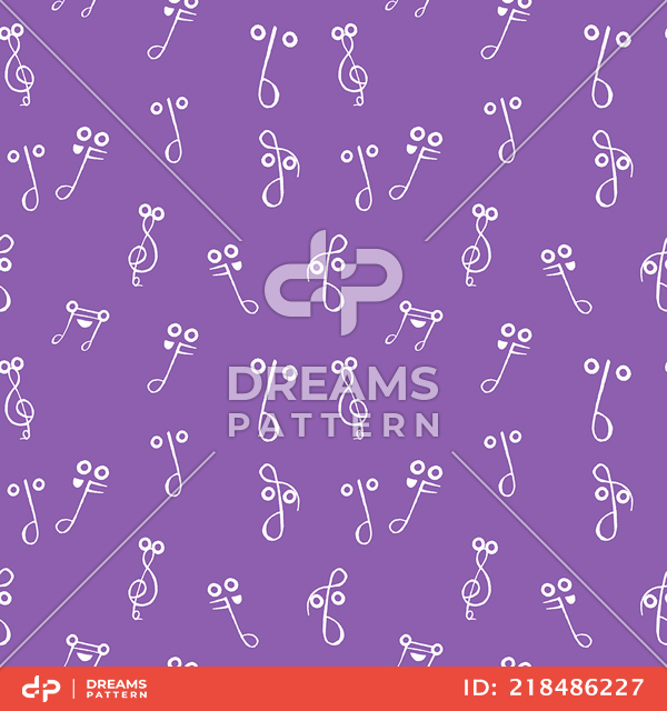 Seamless Design of Small Music Note, Repeated Pattern Ready for Textile Prints.