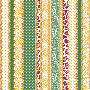 Seamless Mix Pattern of Vertical Golden Chains, Leopard, Zebra, Lace and Dots.