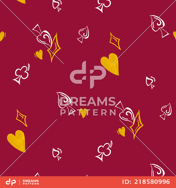 Seamless Pattern of Playing Cards Icons. Repeated Design for Textile Prints.