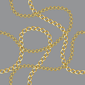 Seamless Pattern with Golden Chains on Gray Background.