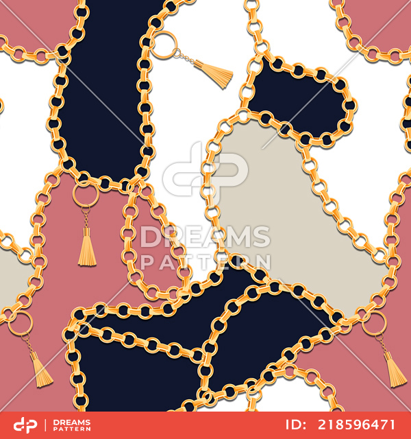 Seamless Golden Chains Pattern with Colored Background. Ready for Textile Print.