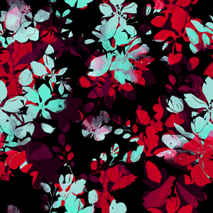 Seamless Abstract Floral Pattern, Beautiful Hand Drawn Leaves on Black.