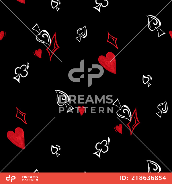 Seamless Pattern of Playing Cards Icons. Repeated Design for Textile Prints.