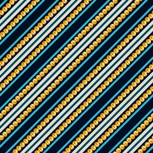 Seamless Pattern of Golden Chains and Colorful Stripes Designed with diagonal Form.