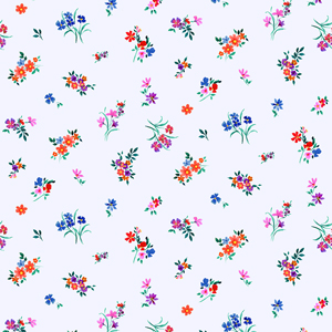 Seamless Multicolor Mini Floral Pattern, Romantic Flowers Bouquet Design for Prints.