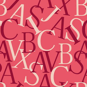 Seamless Geometric Pattern of Mix Letters on Colored Background Ready for Textile Prints.