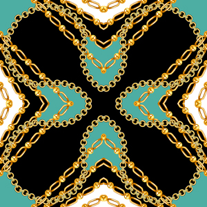 Seamless Golden Chains Pattern, on Turquoise Background. Ready for Textile Print.