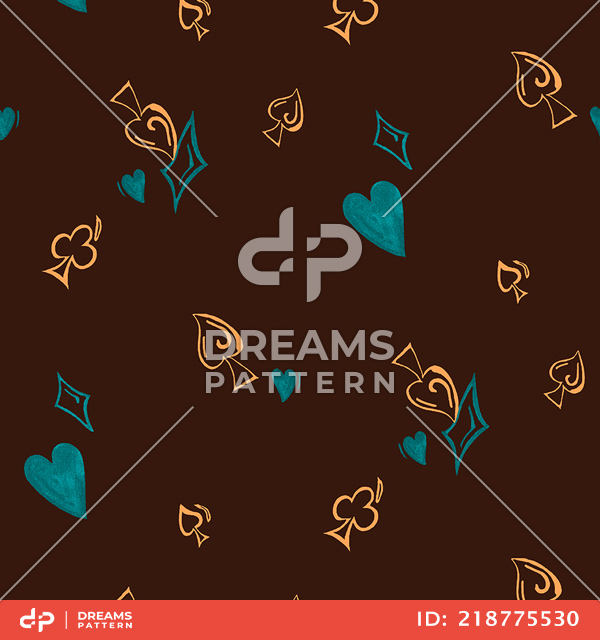 Seamless Pattern of Playing Cards Icons. Repeated Design for Textile Prints.