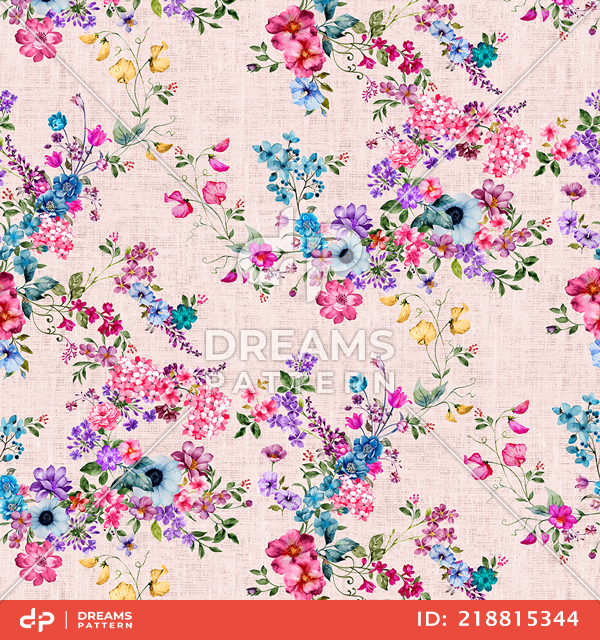 Seamless Watercolor Floral Pattern, Beautiful Small Flowers Ready for Textile Prints.