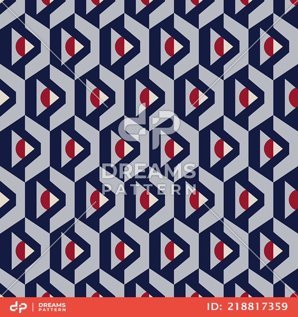 Seamless Abstract Geometric Pattern on Colored Background Ready for Textile Prints.