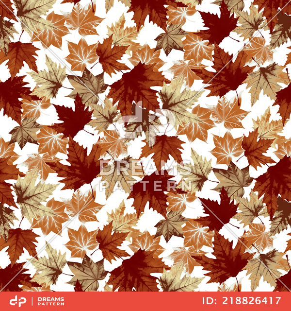 Seamless Leaves Pattern, Autumn Colors Style, Ready for Textile Prints.