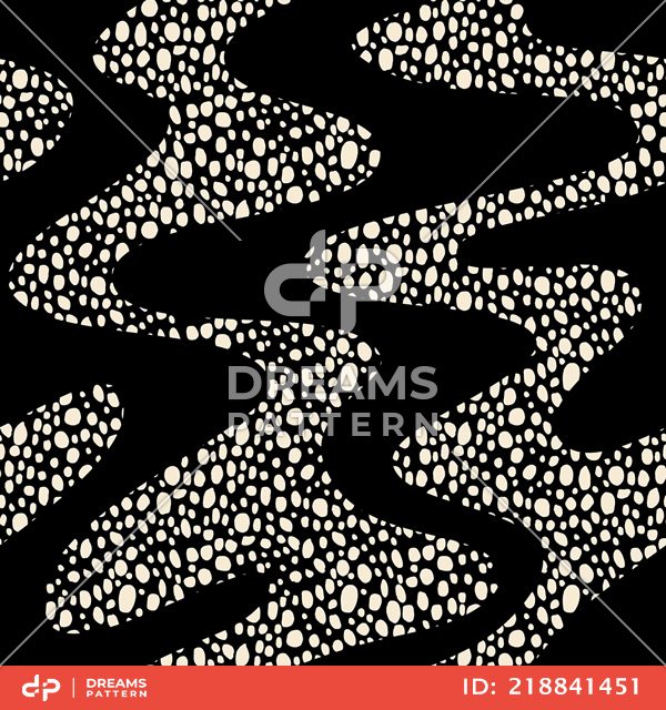 Seamless Modern Abstract Pattern, Curved lines with Small Circles Ready for Textile Prints.