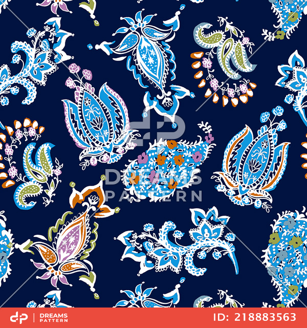 Seamless Paisley Abstract Pattern. Decorative Ethnic Design Ready for Textile Prints.