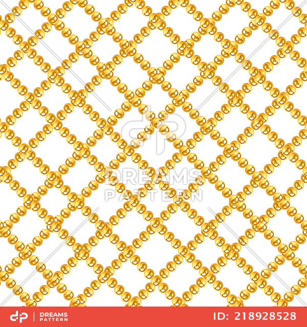 Seamless Pattern of Golden Chains Designed with diagonal form Ready for Textile Prints.