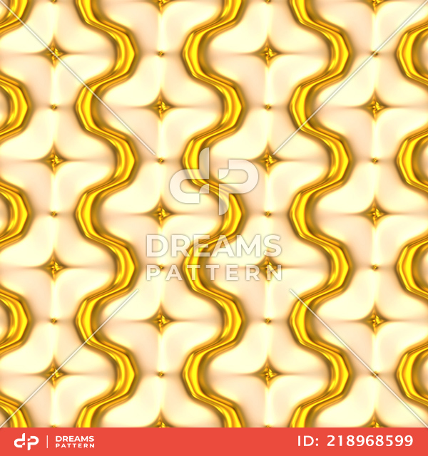 Luxury Golden Geometric Pattern, Seamless 3D Rendering Texture Ready for Textile Prints.