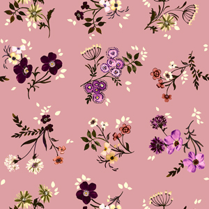 Seamless Floral Pattern with Leaves on Pink Background Ready for Textile Prints.