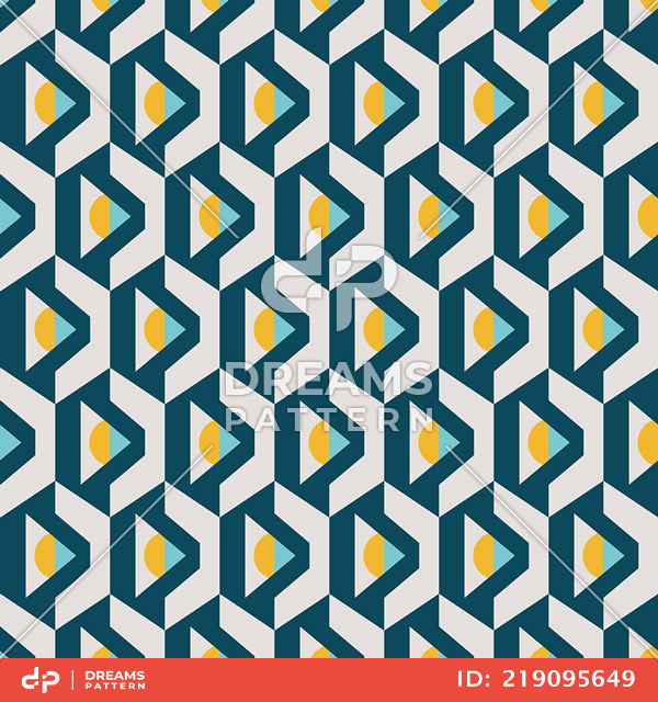 Seamless Abstract Geometric Pattern on Colored Background Ready for Textile Prints.
