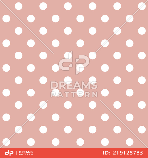 Seamless Pattern with White Polka Dots on Peach Color, Ready for Textile Prints.