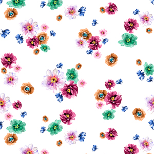 Beautiful Watercolor Flowers, Seamless Pattern Designed on White Background.