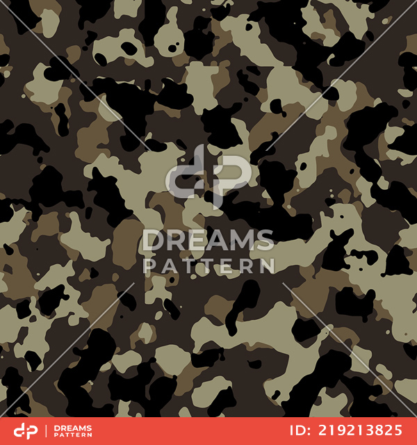 Seamless Army Camouflage, Colored Military Background Ready for Textile Prints.