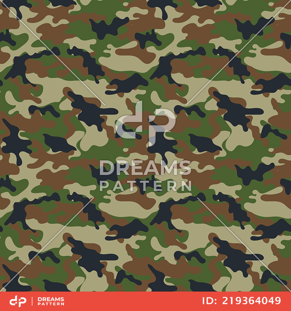 Seamless Army Camouflage, Colored Military Background Ready for Textile Prints.