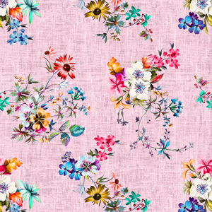 Seamless Colorful Floral Pattern, Ready for Textile Prints on Lightpink Background.