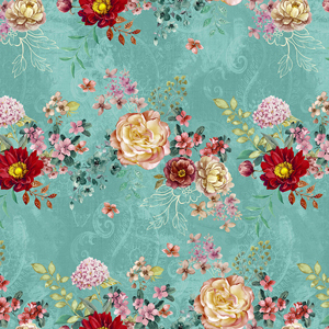 Beautiful Watercolor Floral Design on Light Green Background Ready for Textile Prints.