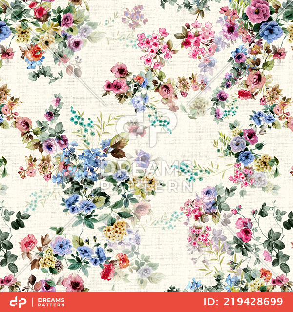 Seamless Watercolor Floral Pattern, Beautiful Small Flowers Ready for Textile Prints.