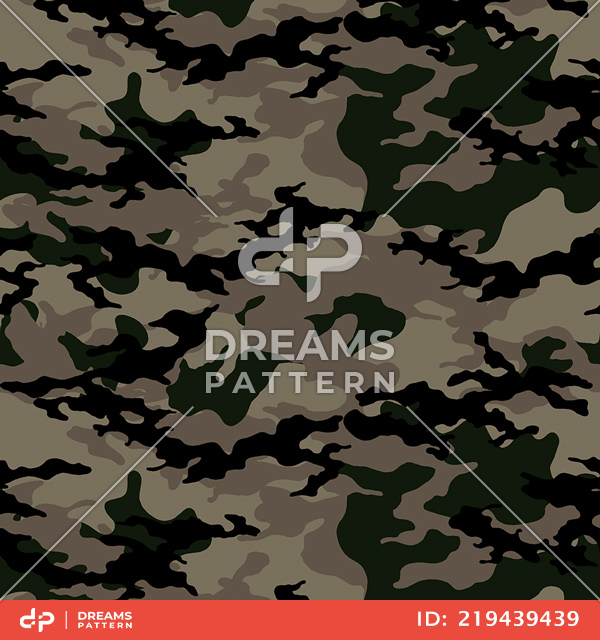 Seamless Army Camouflage, Colored Military Background Ready for Textile Prints.