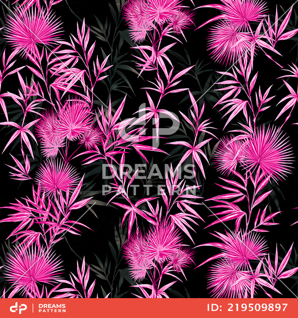 Seamless Beautiful Tropical Leaves Pattern with Stylish Background.