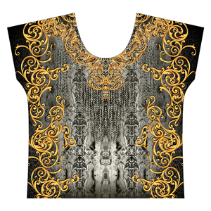 Golden Baroque with Leopard Skin on Khaki Background Ready for Textile Prints.