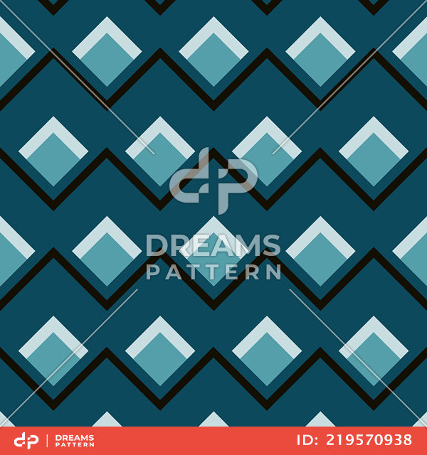 Seamless Abstract Geometric Design. Repeated Zigzag Pattern with Diamonds Ready for Textile Prints.