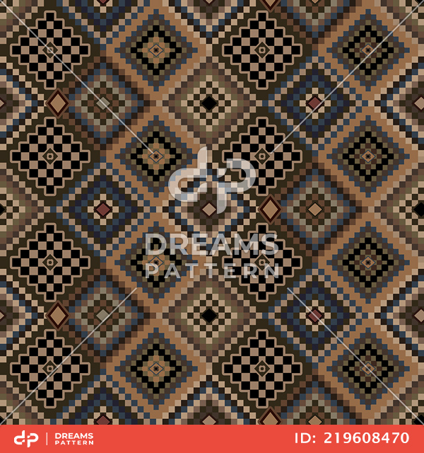 Seamless Diamond Geometric Pattern. Traditional Ethnic Design for Textile Prints.