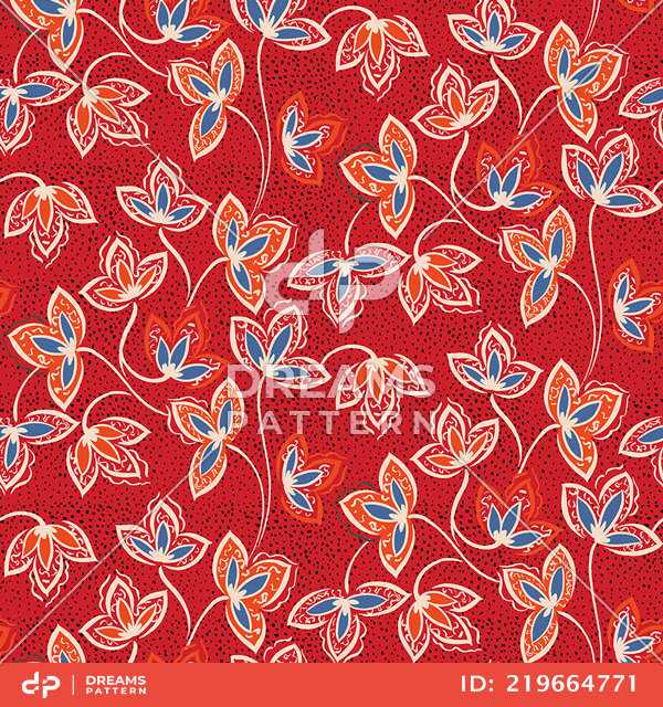 Seamless Floral Pattern in Sketched Outline Style. Hand Drawn Design for Prints.