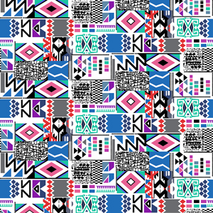 Seamless Pattern of Ethnic and Tribal Motifs Designed for Textile Prints.