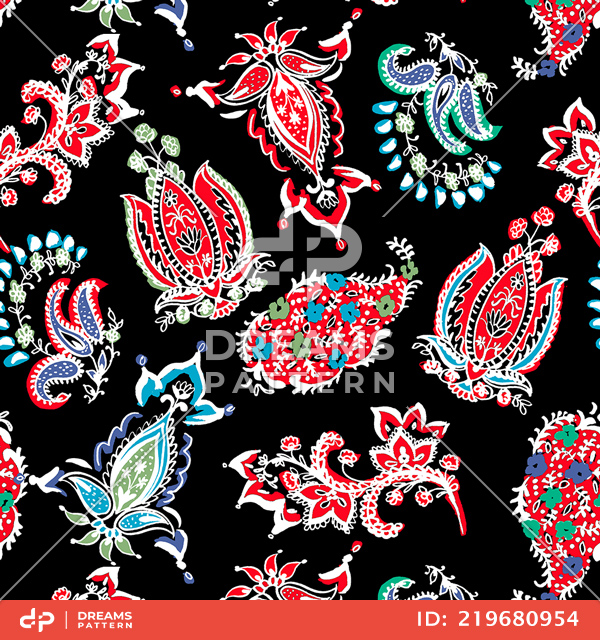 Seamless Paisley Abstract Pattern. Decorative Ethnic Design Ready for Textile Prints.
