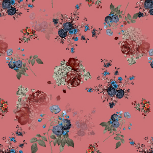 Seamless Spring Flowers and Leaves. Botanical Pattern, on Pink Background.