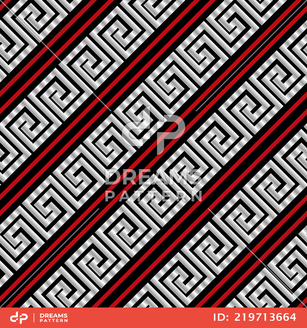 Seamless Geometric Pattern with Slanted Versace Sign with Lines Ready for Textile Prints.