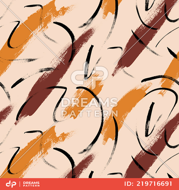 Seamless Hand Drawn Texture Pattern, Watercolor Brush Design for Textile Prints.