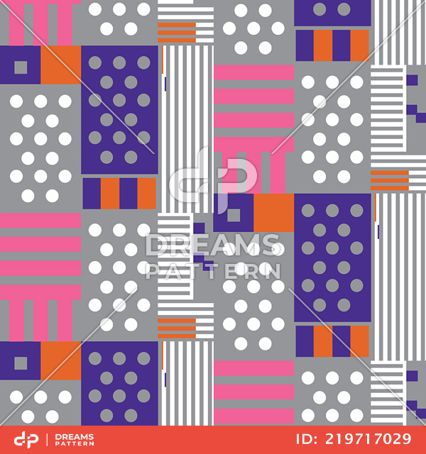 Seamless Stripes and Dots, Colored Mixed Pattern Ready for Textile Prints.