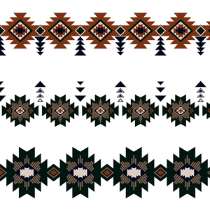 Seamless Abstract with Three Rows of African Ethnic with White Background.